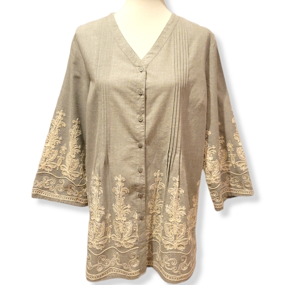 Coldwater Creek Embroidered Linen - Picture 1 of 6